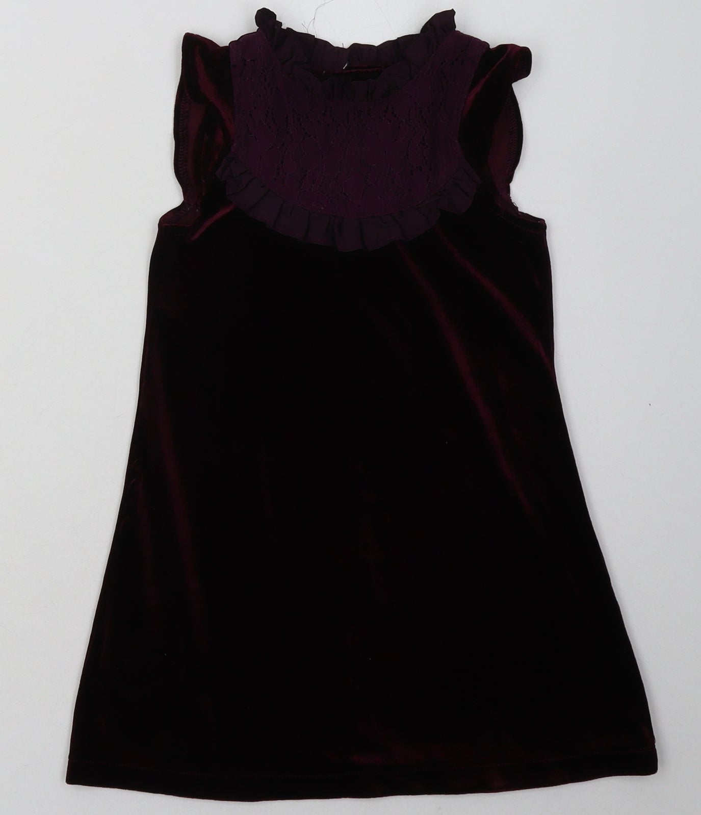 lily&da Girls Purple  Polyester A-Line  Size 3-4 Years  Crew Neck Button