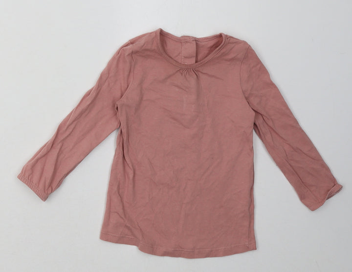Matalan Girls Pink  Cotton Basic Casual Size 18-24 Months Crew Neck Button