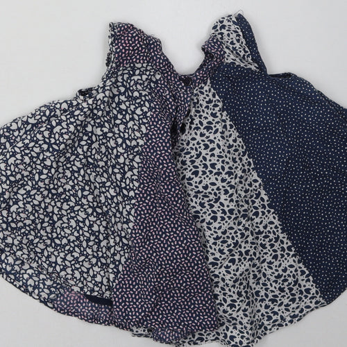 mini me Girls Blue Polka Dot Cotton A-Line  Size 3-6 Months  Crew Neck Button