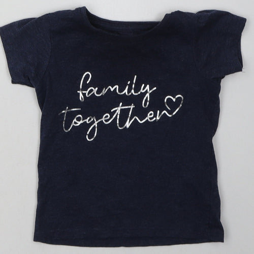 rimark Girls Blue  Cotton Basic T-Shirt Size 18-24 Months Crew Neck Pullover - family together