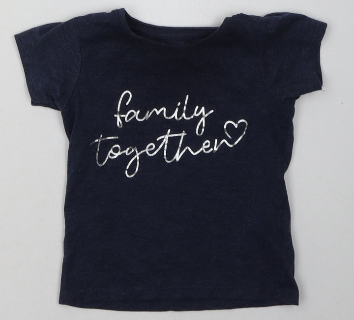 rimark Girls Blue  Cotton Basic T-Shirt Size 18-24 Months Crew Neck Pullover - family together