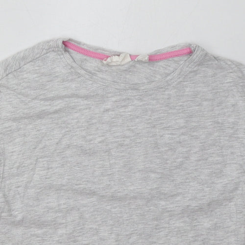 alive Girls Grey  Cotton Basic T-Shirt Size 7 Years Crew Neck Button