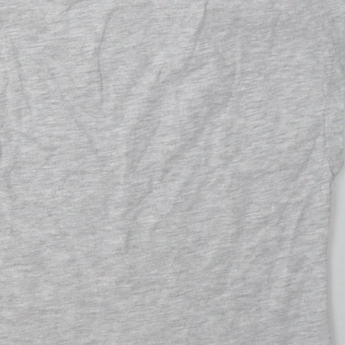 alive Girls Grey  Cotton Basic T-Shirt Size 7 Years Crew Neck Button