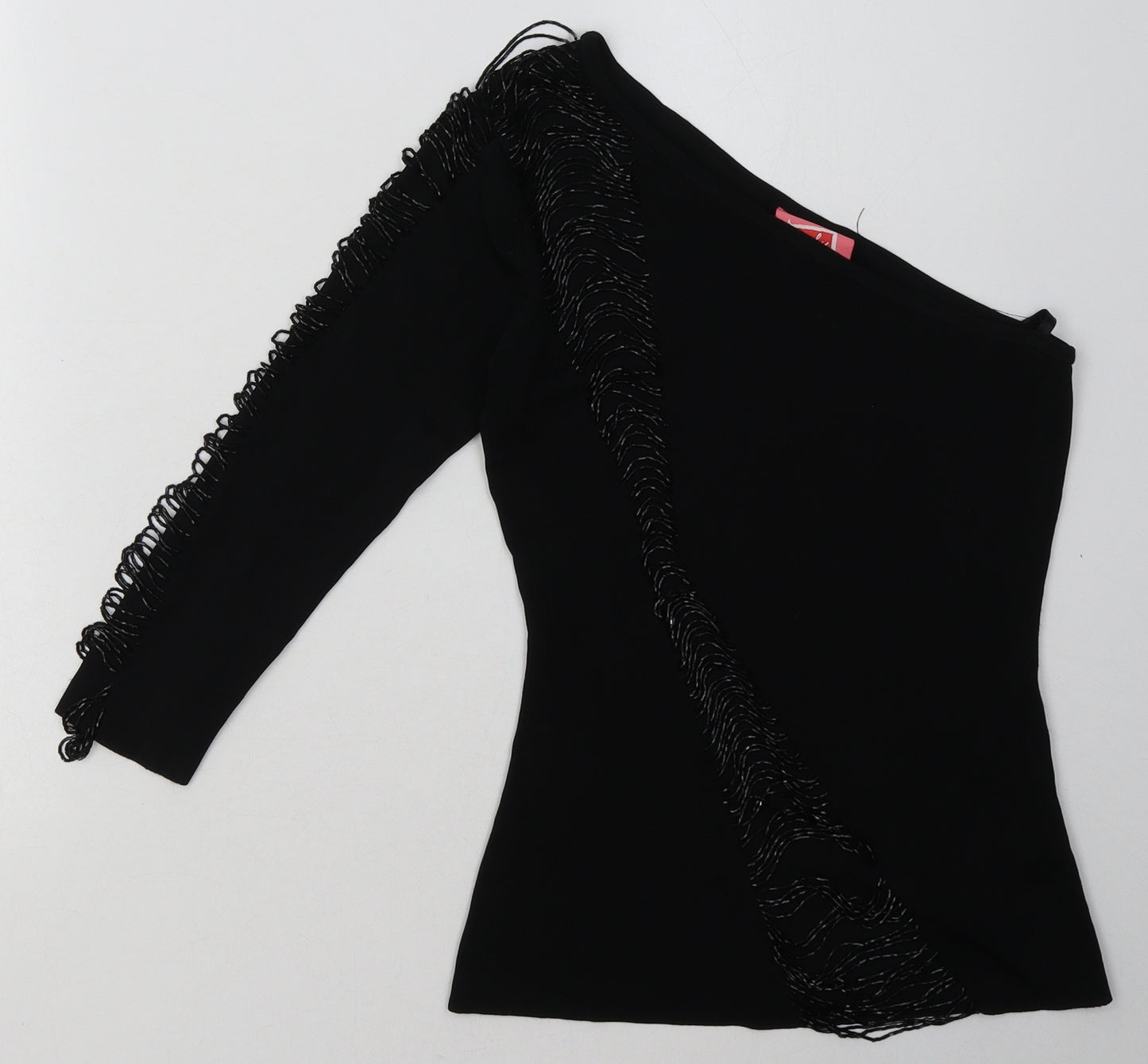 Derhy Womens Black  Viscose Basic Blouse Size S Off the Shoulder