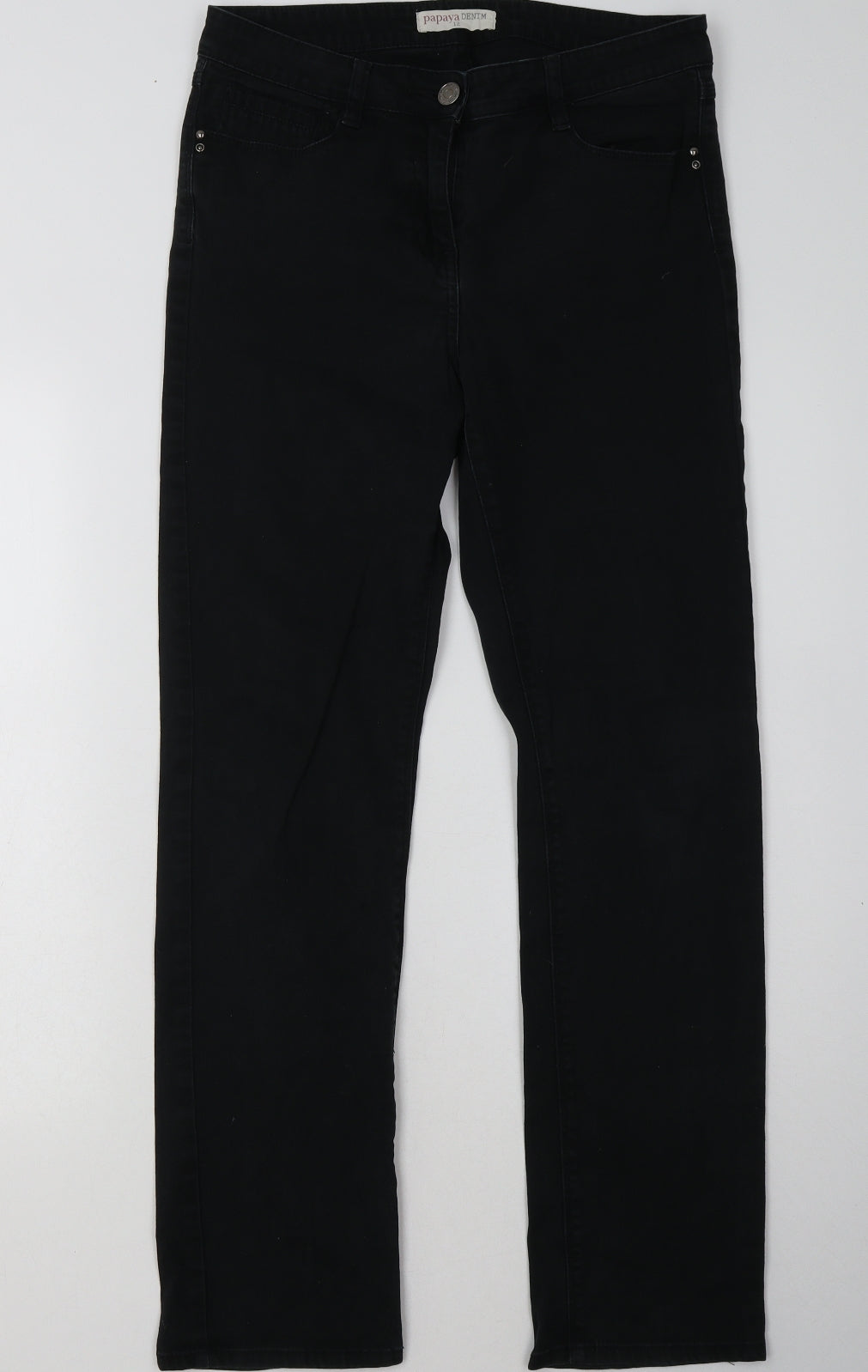 Matalan Womens Black  Cotton Straight Jeans Size 12 L32 in Regular Button