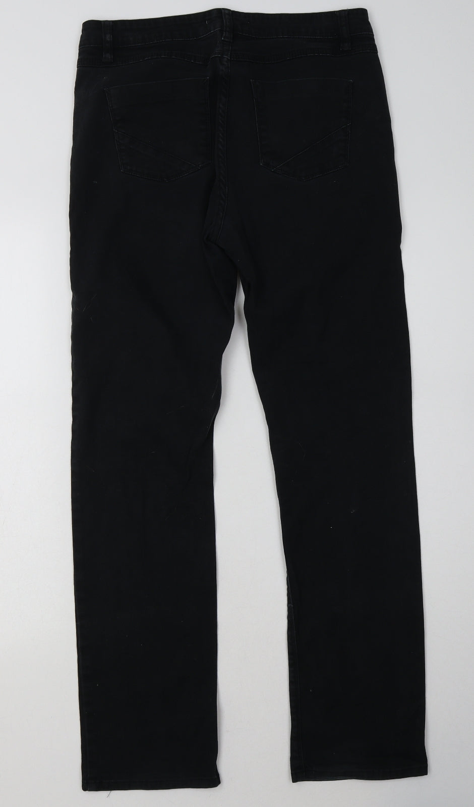 Matalan Womens Black  Cotton Straight Jeans Size 12 L32 in Regular Button