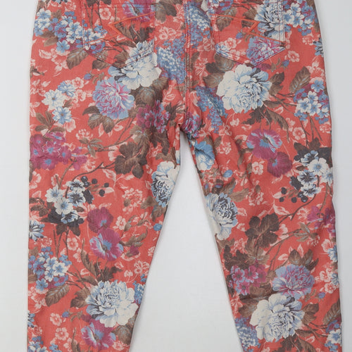 Klass Womens Pink Floral Cotton Cropped Jeans Size 14 L24 in Regular Button