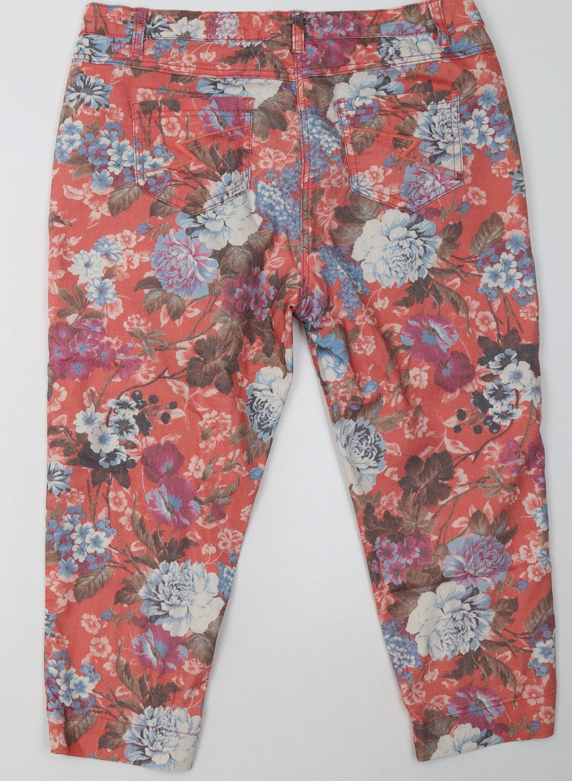 Klass Womens Pink Floral Cotton Cropped Jeans Size 14 L24 in Regular Button