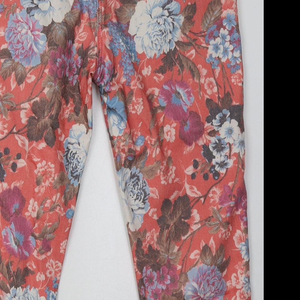 Klass Womens Pink Floral Cotton Cropped Jeans Size 14 L24 in Regular Button