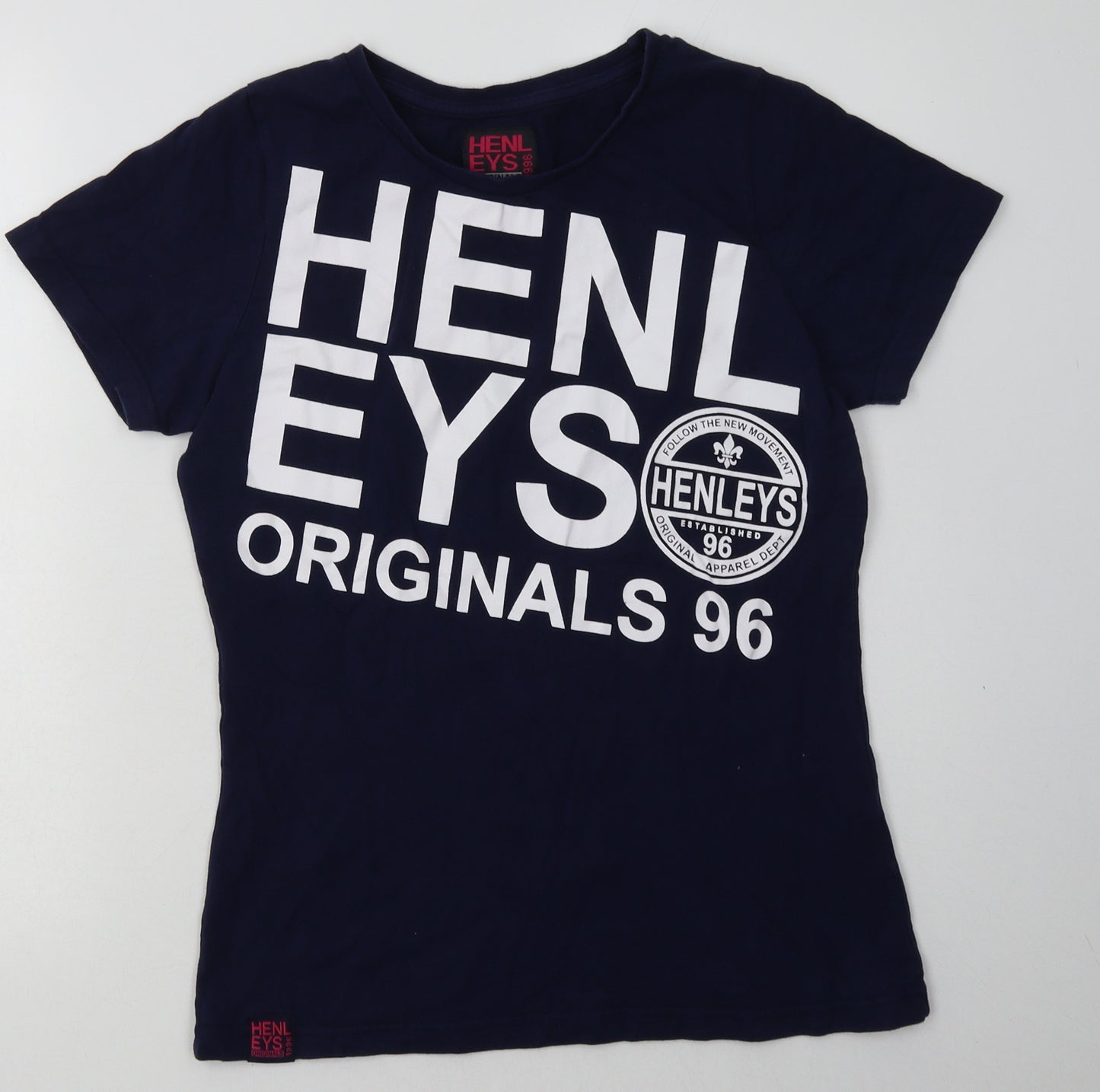 Henleys Womens Blue  Cotton Basic T-Shirt Size 16 Crew Neck