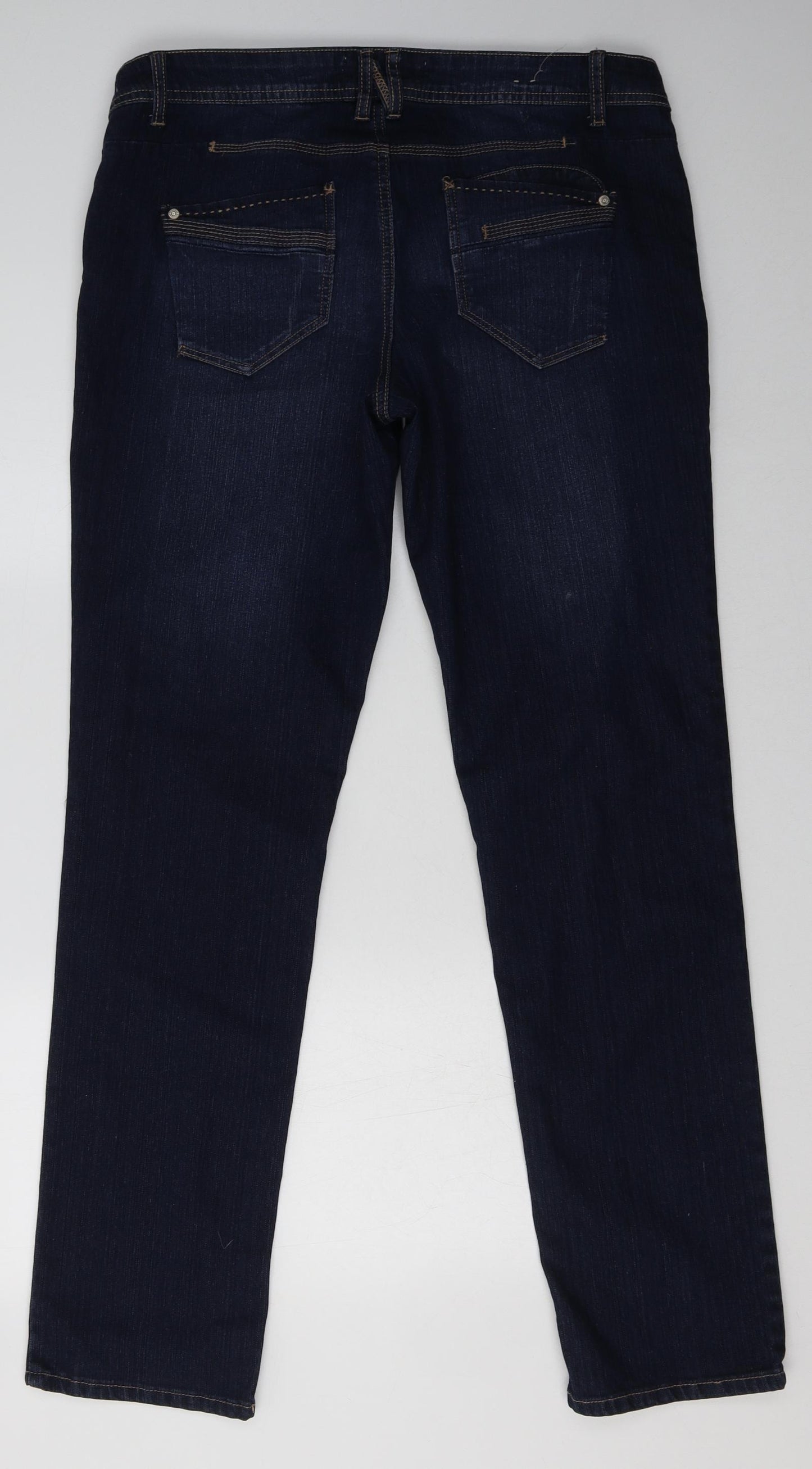 24/7 Womens Blue  Cotton Straight Jeans Size 16 L34 in Regular Button