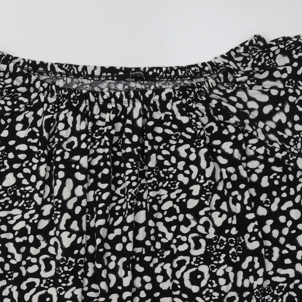 George Womens Black Animal Print Viscose Basic Blouse Size 18 Off the Shoulder