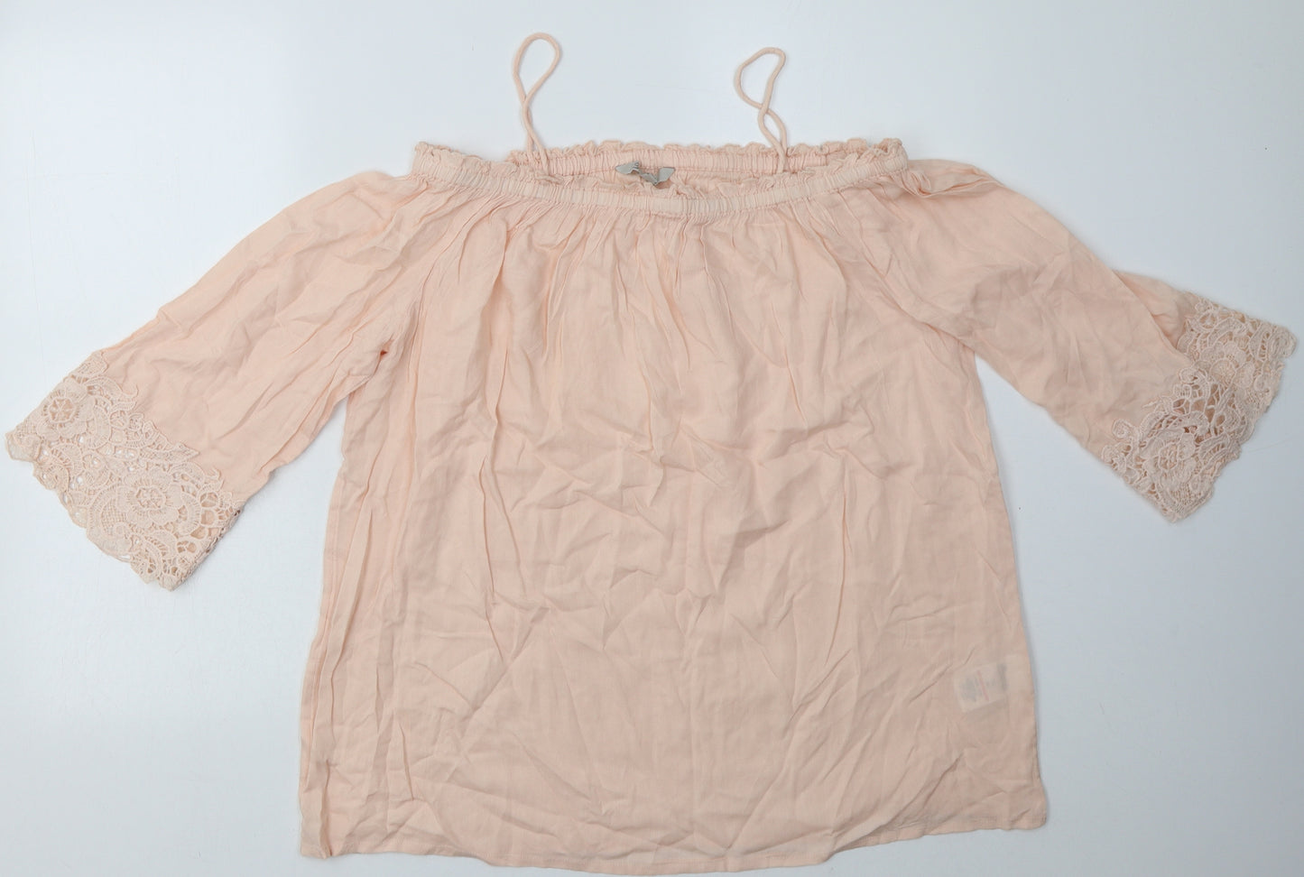 Peacocks Womens Pink  Viscose Basic Blouse Size 16 Square Neck