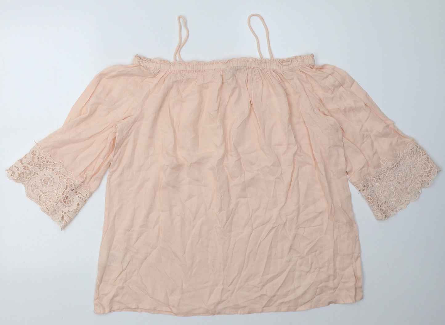 Peacocks Womens Pink  Viscose Basic Blouse Size 16 Square Neck