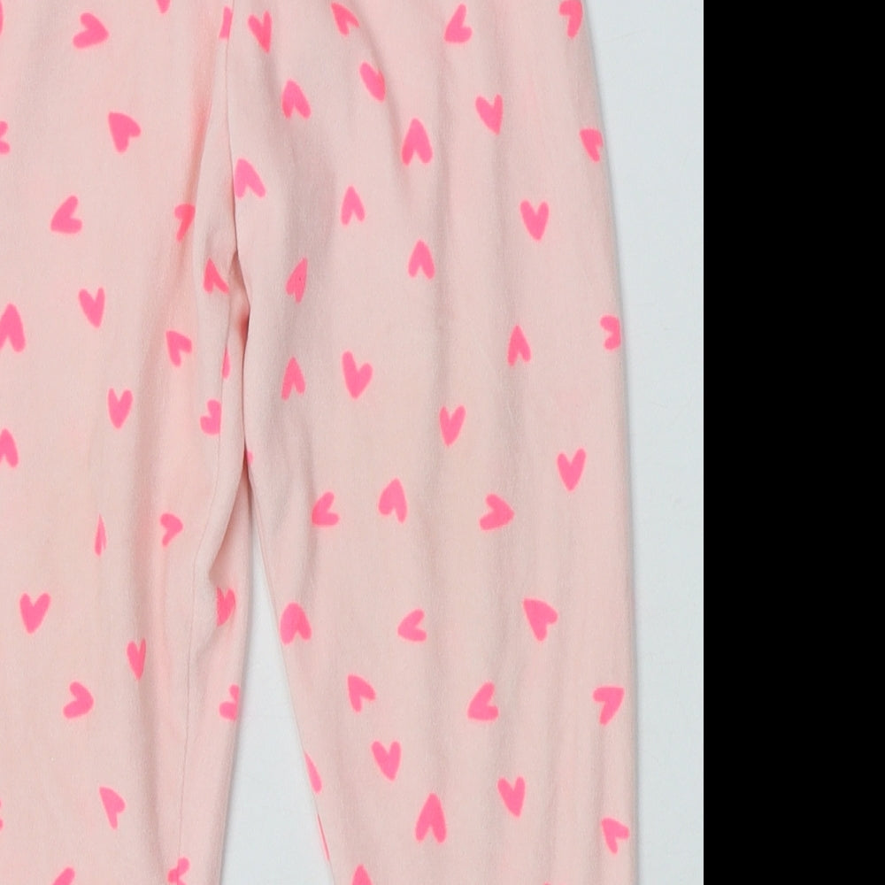 jeff & co Girls Pink Geometric Polyester  Pyjama Set Size 4-5 Years  Pullover - Heart Print