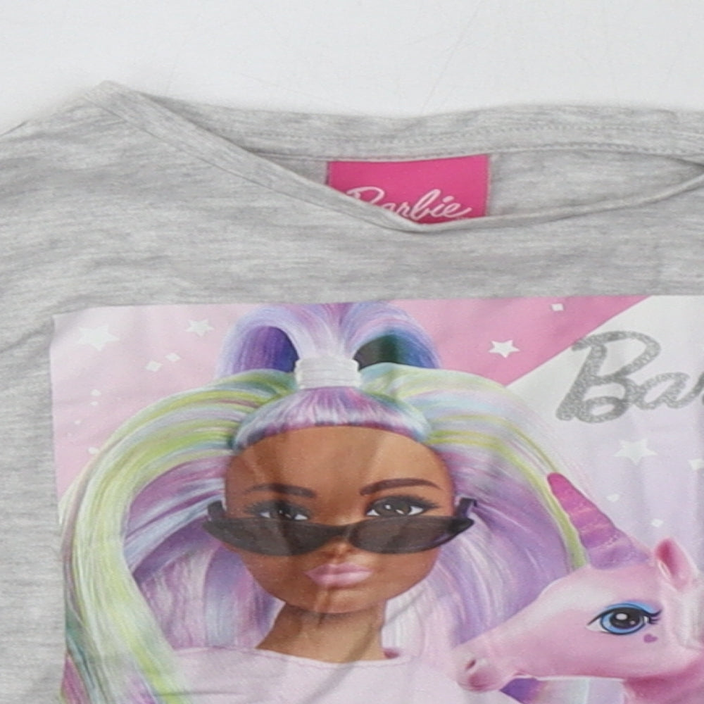 Studio Girls Grey  Cotton Basic Casual Size 4-5 Years Crew Neck Pullover - Barbie