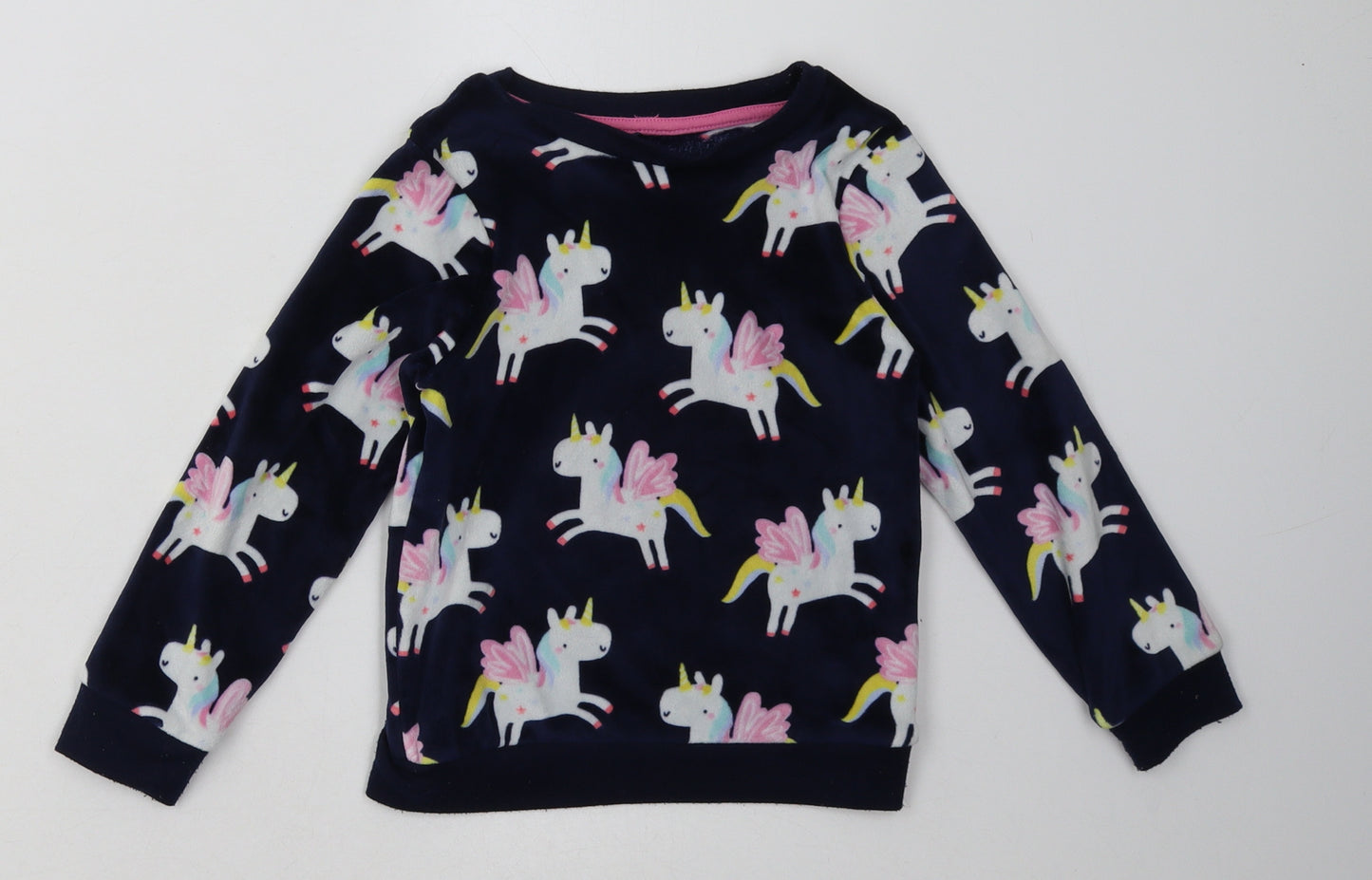 George Girls Blue Geometric Polyester  Pyjama Set Size 4-5 Years  Pullover - Unicorn Print