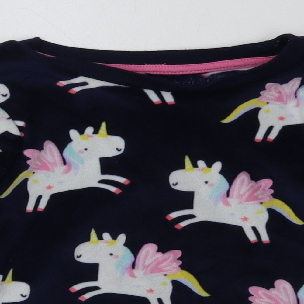 George Girls Blue Geometric Polyester  Pyjama Set Size 4-5 Years  Pullover - Unicorn Print