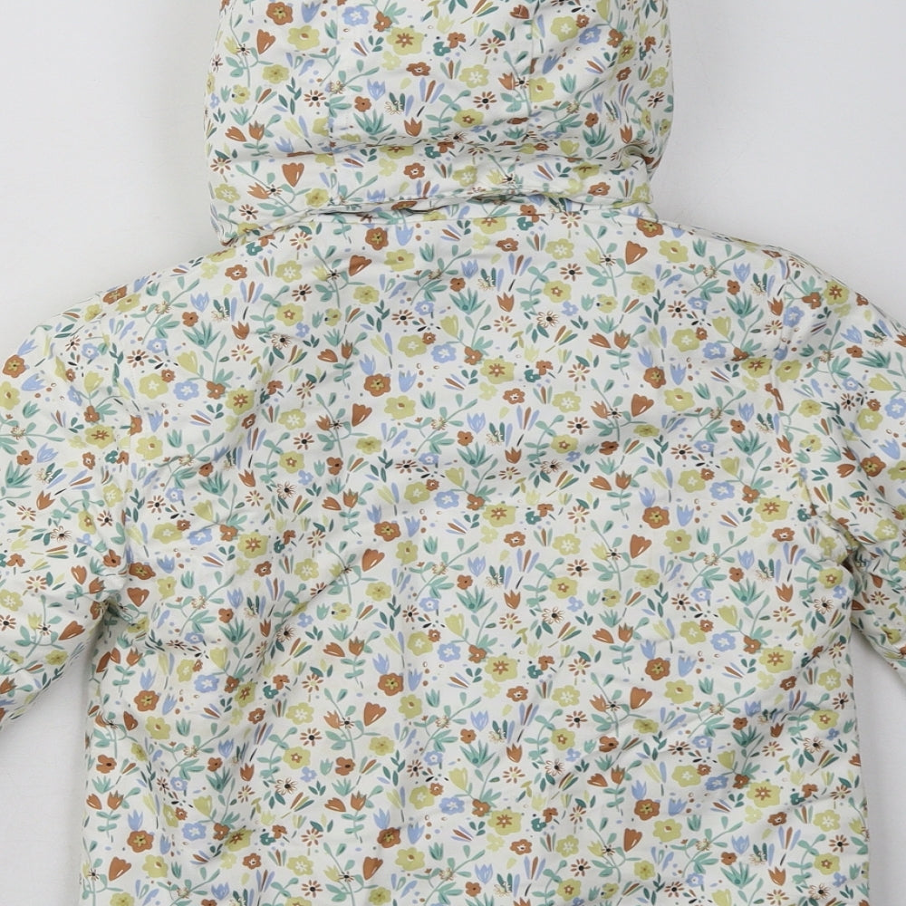 Primark Girls Beige Floral  Basic Coat Coat Size 4-5 Years  Zip