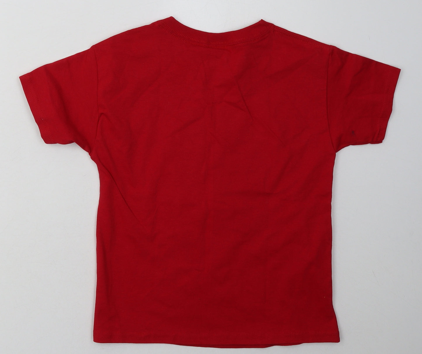 Hanes Girls Red  Cotton Basic T-Shirt Size S Crew Neck Pullover - disney squad