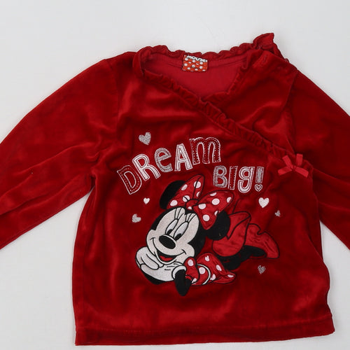 mataan Girls Red Geometric Polyester Cami Pyjama Top Size 18-24 Months  Button - Minnie Mouse