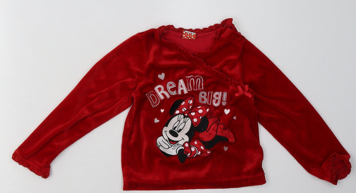 mataan Girls Red Geometric Polyester Cami Pyjama Top Size 18-24 Months Button - Minnie Mouse