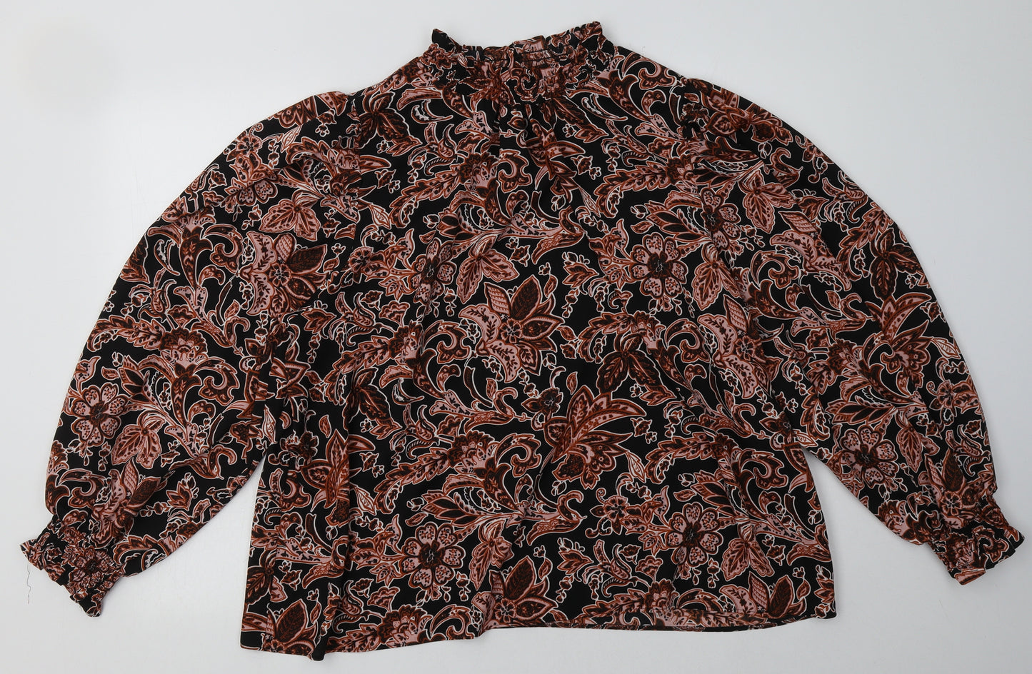 George Womens Orange Floral Polyester Basic Blouse Size 20 Crew Neck