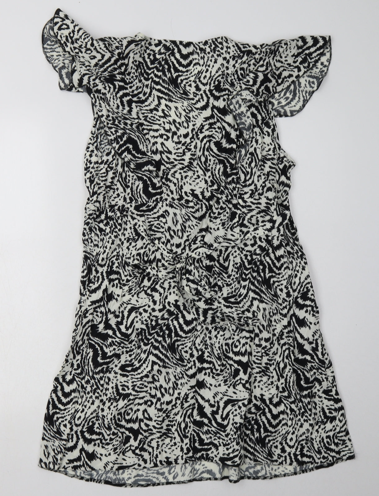 Evans Womens Beige Animal Print Viscose A-Line  Size 16  V-Neck Pullover