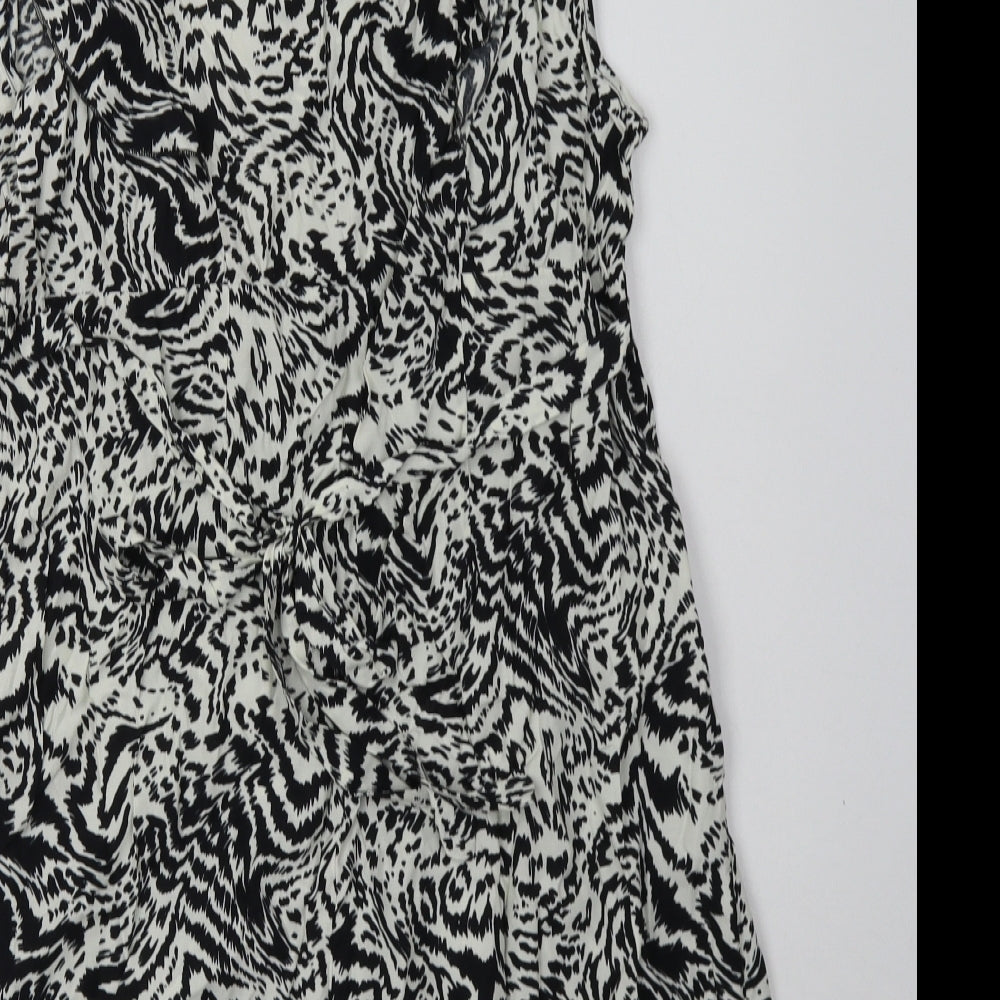 Evans Womens Beige Animal Print Viscose A-Line  Size 16  V-Neck Pullover