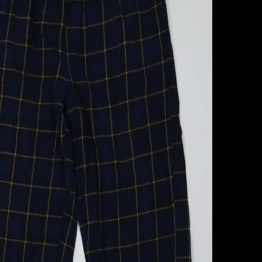 Avenue Mens Blue Check Cotton  Pyjama Pants Size L  Tie