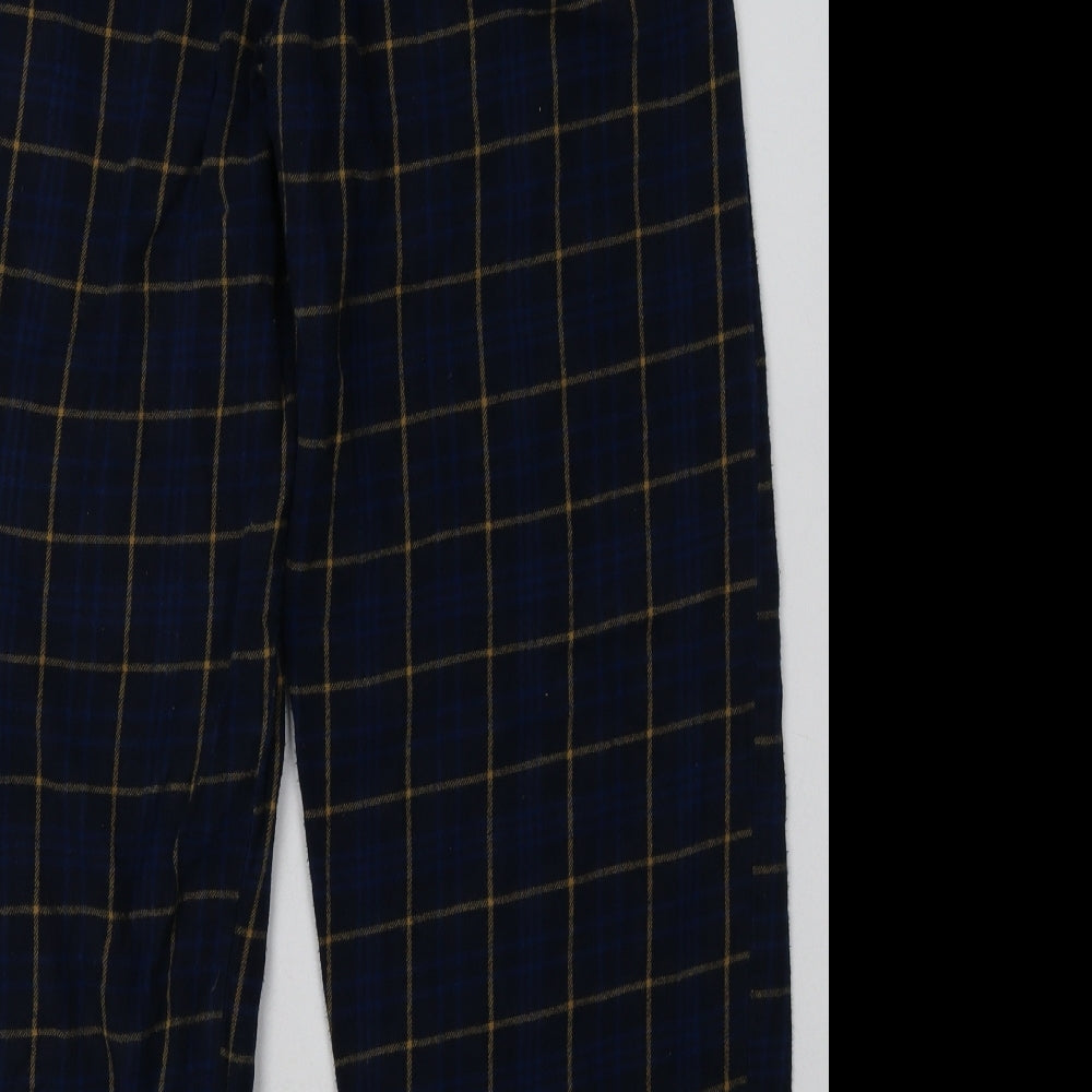 Avenue Mens Blue Check Cotton  Pyjama Pants Size L  Tie
