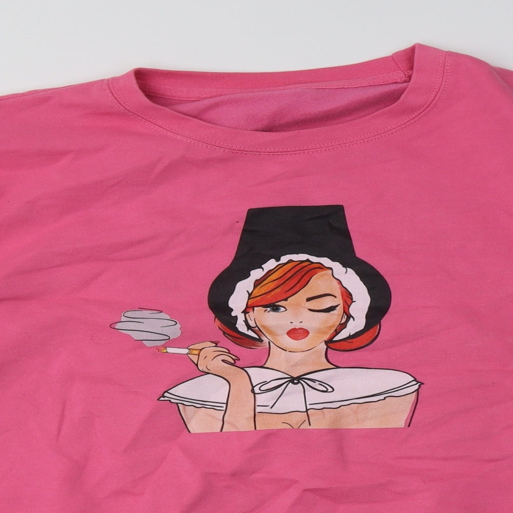 Preworn Womens Pink  Cotton Pullover Sweatshirt Size 20  Pullover