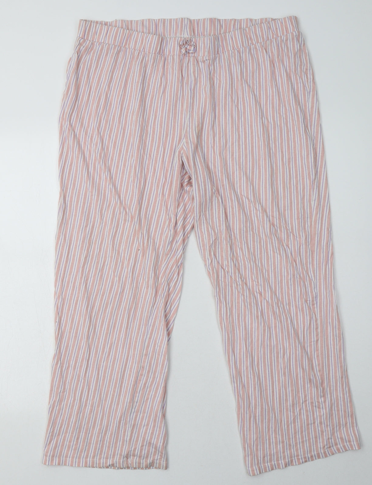 Matalan Womens Pink Striped Cotton  Pyjama Pants Size L  Tie