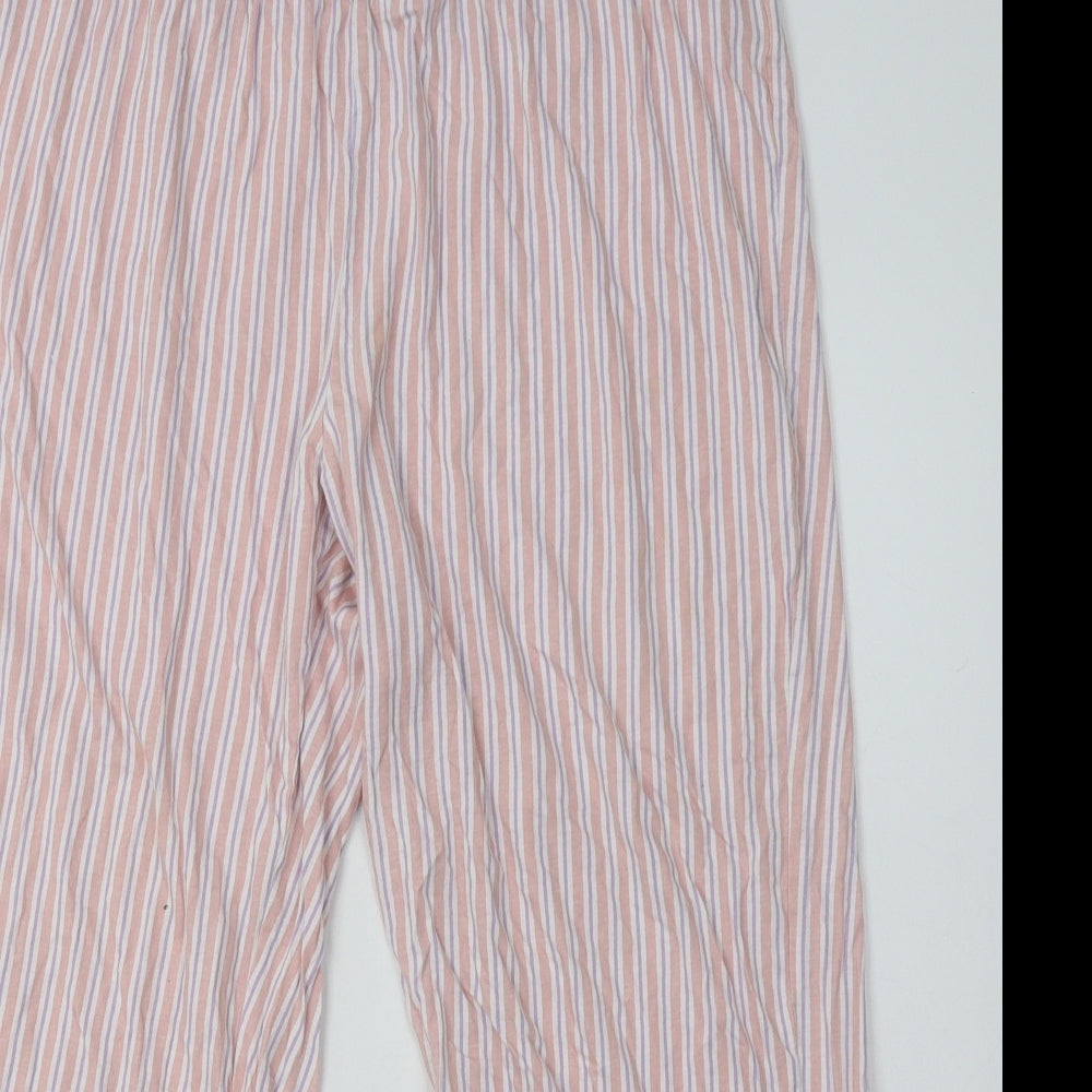 Matalan Womens Pink Striped Cotton  Pyjama Pants Size L  Tie