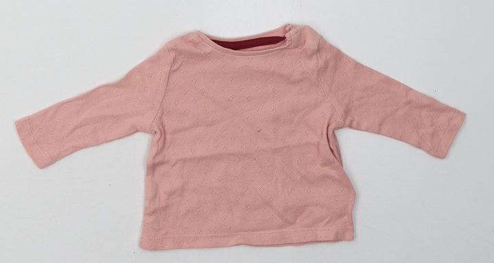 F&F Girls Pink Polka Dot Cotton Basic Casual Size Newborn Crew Neck Button