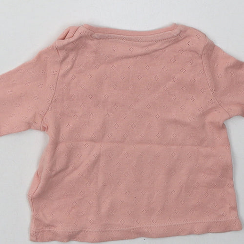 F&F Girls Pink Polka Dot Cotton Basic Casual Size Newborn Crew Neck Button