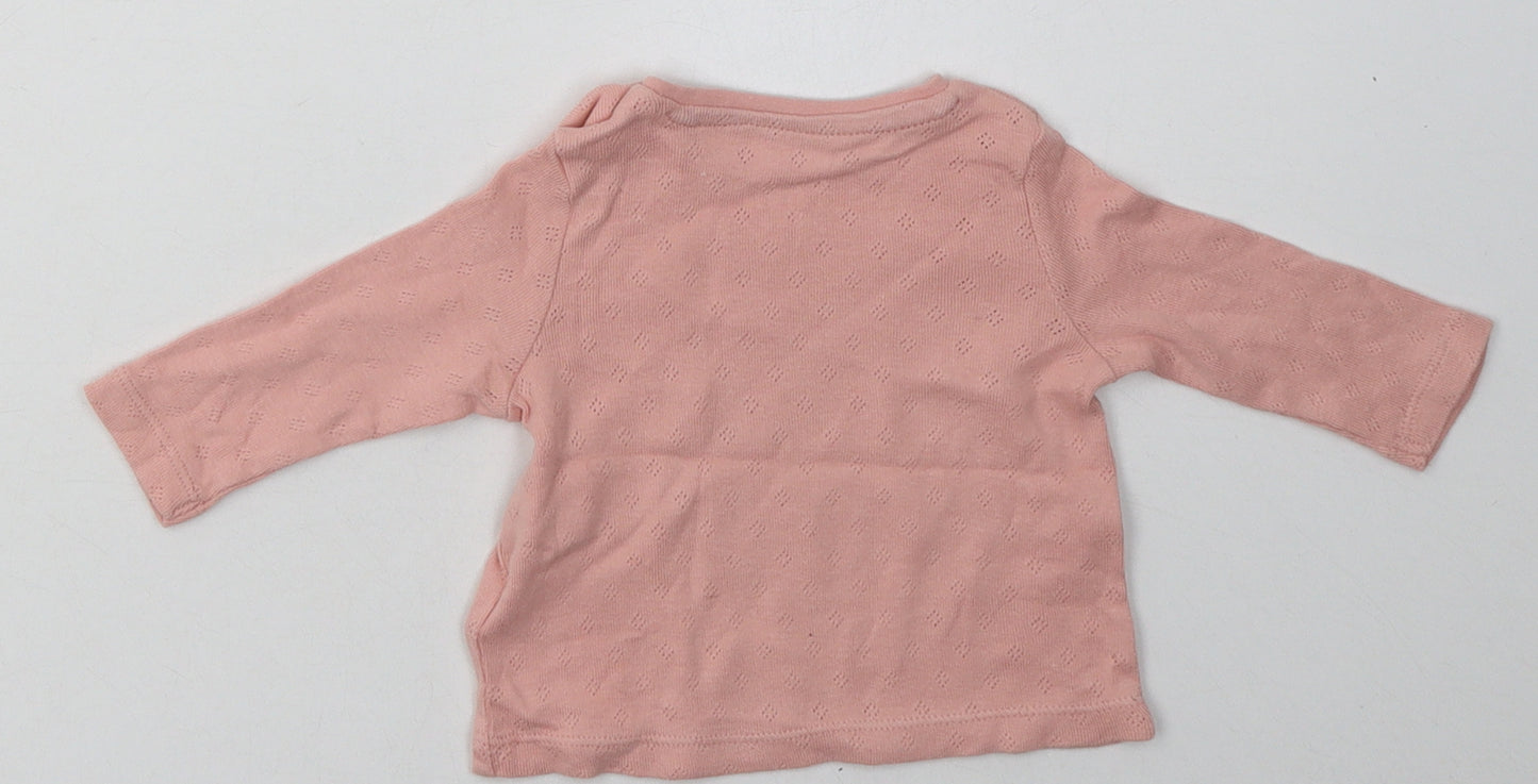 F&F Girls Pink Polka Dot Cotton Basic Casual Size Newborn Crew Neck Button