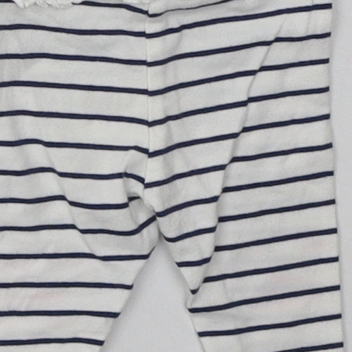 Matalan Girls White Striped Cotton Sweatpants Trousers Size Newborn