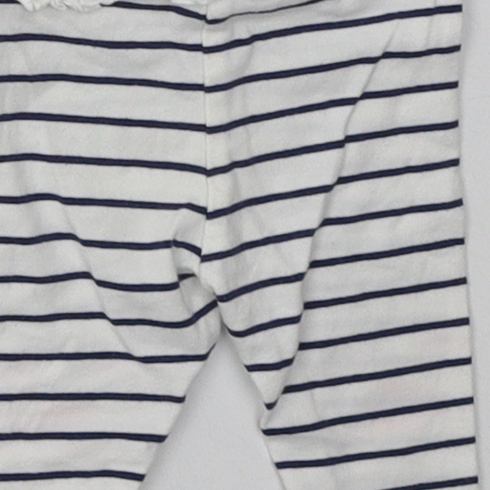 Matalan Girls White Striped Cotton Sweatpants Trousers Size Newborn