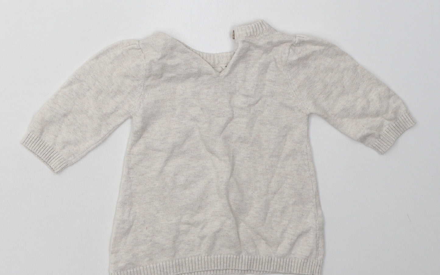 Sainsburys Girls Beige Floral Cotton Basic Casual Size 0-3 Months Crew Neck Button