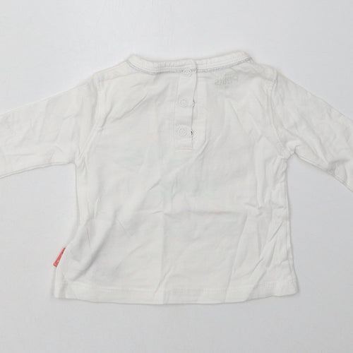 Preworn Girls White  Cotton Basic Casual Size 0-3 Months Crew Neck Buckle