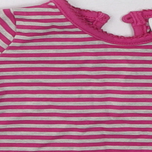 F&F Girls Purple Striped Cotton Basic Casual Size Newborn Crew Neck Button