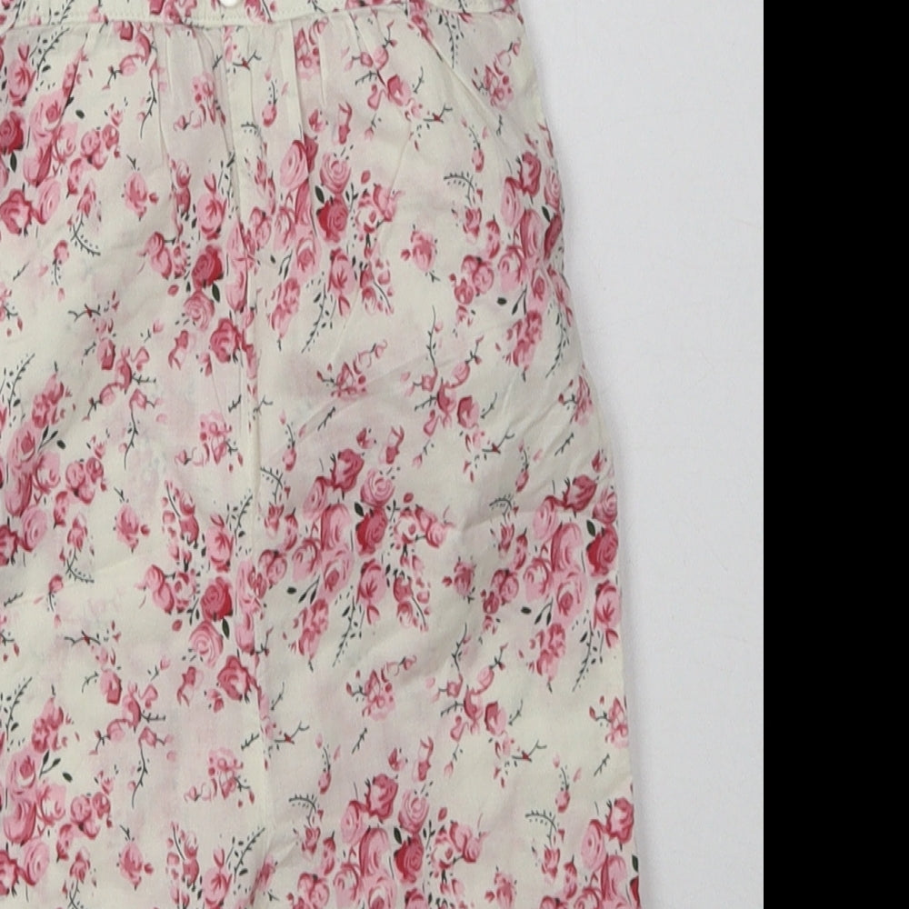 F&F Girls Beige Floral Cotton Dungaree One-Piece Size 0-3 Months  Buckle