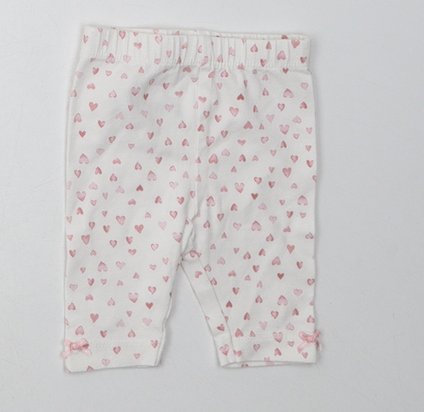 George Girls White Geometric Cotton Sweatpants Leggings Size Newborn