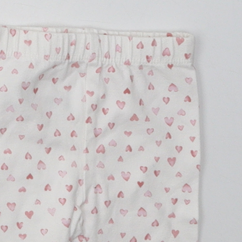 George Girls White Geometric Cotton Sweatpants Leggings Size Newborn