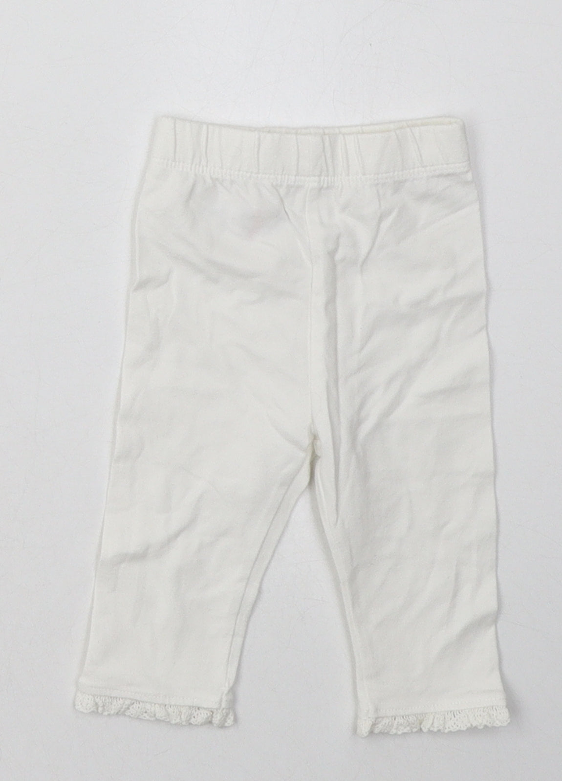 George Girls White  Cotton Sweatpants Leggings Size 0-3 Months