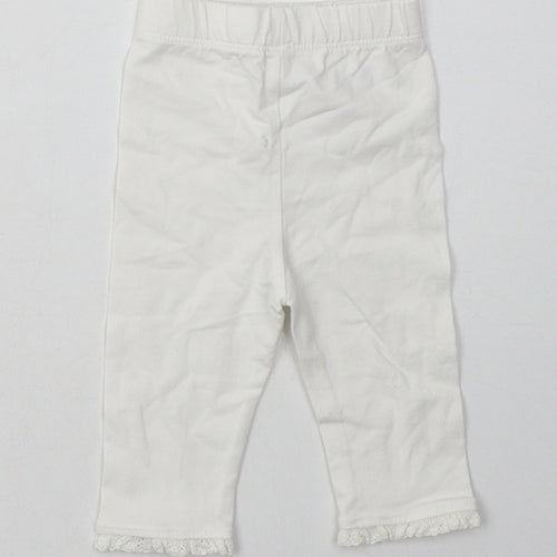 George Girls White  Cotton Sweatpants Leggings Size 0-3 Months