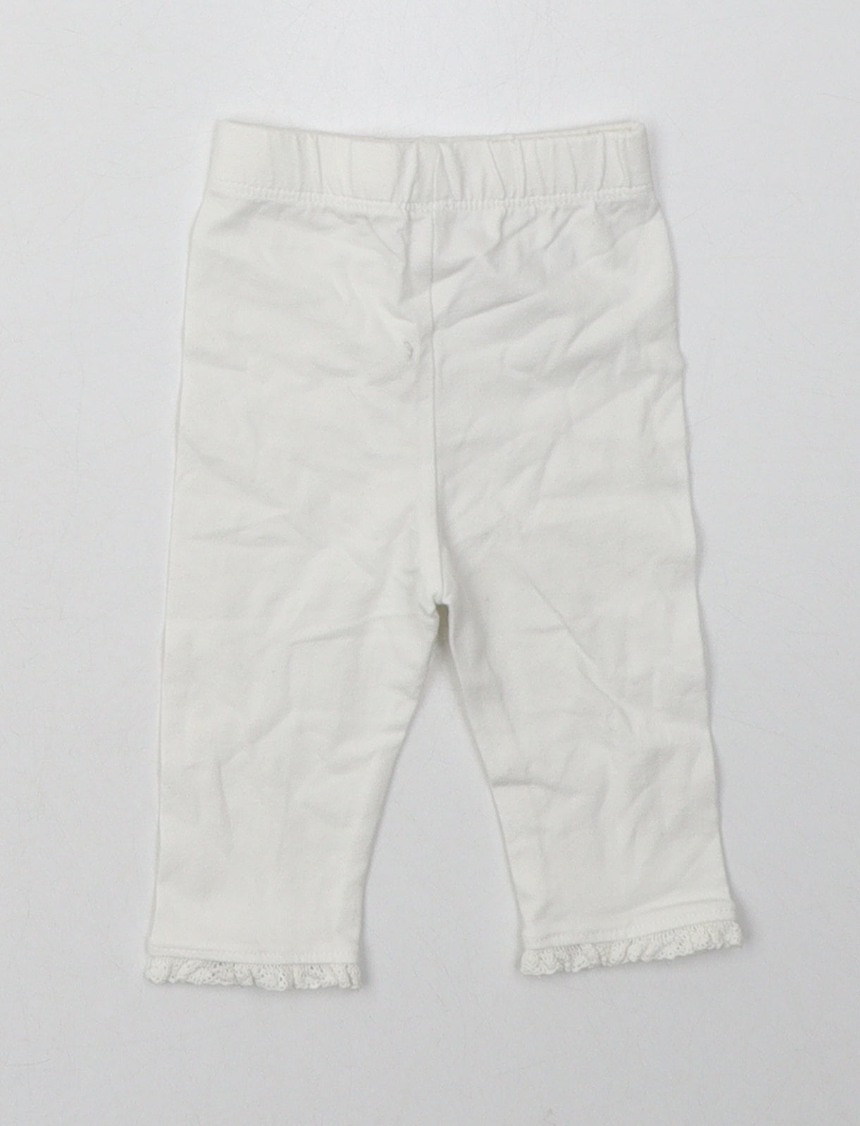 George Girls White  Cotton Sweatpants Leggings Size 0-3 Months