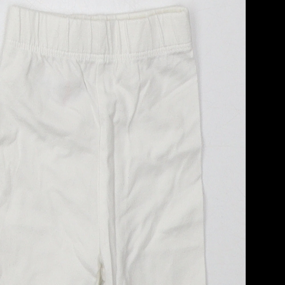 George Girls White  Cotton Sweatpants Leggings Size 0-3 Months
