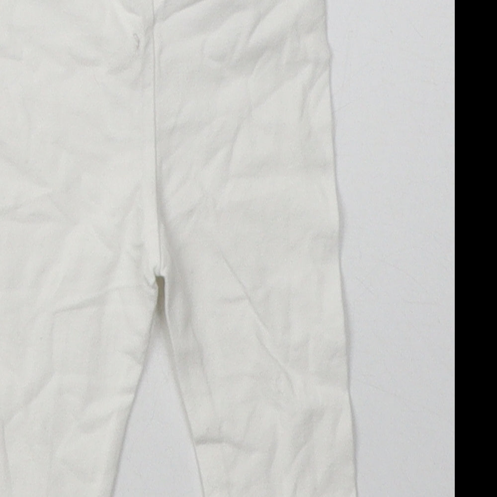 George Girls White  Cotton Sweatpants Leggings Size 0-3 Months